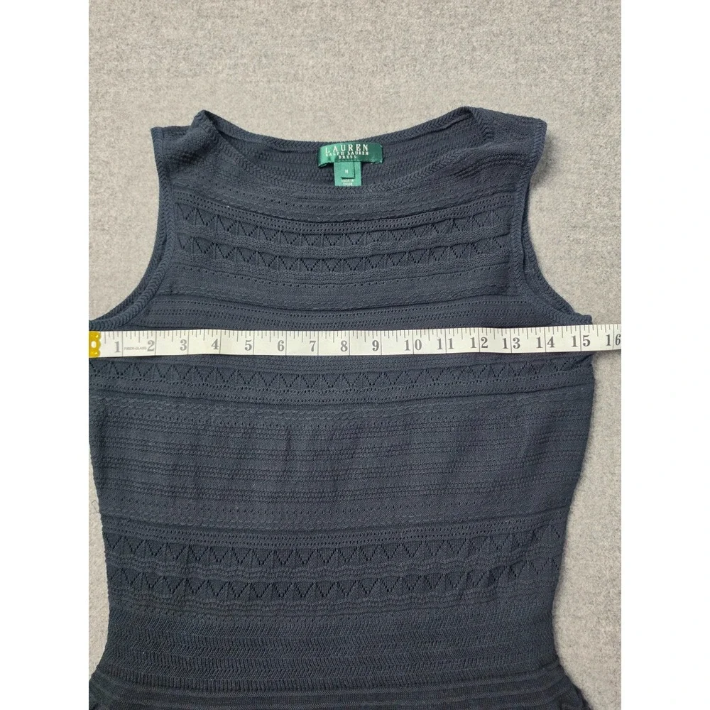 Lauren Ralph Lauren Fit & Flare Dress Womens Medium Black Knitted Sleeveless